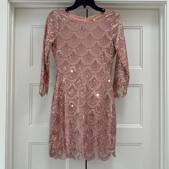 gianni bini pink sequin dress Gianni Bini | Dresses | Gianni Bini Pink Ruffled Ruched Gown With Bishop Sleeves
